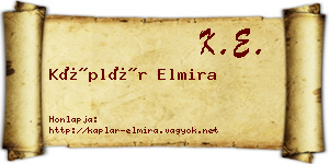 Káplár Elmira névjegykártya